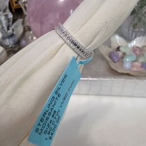 925 MOISSANITE Sterling Silver Size 8 Full Eternity Emerald Cut Ring